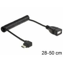 DeLock USB micro-B male angled > USB 2.0-A female OTG coiled Cable Black
