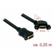 DeLock HDMI A female > HDMI A female panel-mount 110° angled 25cm cable Black