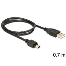 DeLock USB 2.0-A > USB mini-B 5pin 0,7m kábel Black