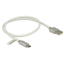 DeLock Data and Charging Cable USB 2.0 Type-A male > USB 2.0 Micro-B male with textile shielding White 50cm