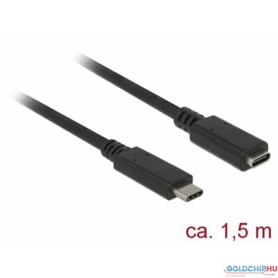 DeLock Extension cable SuperSpeed USB (USB 3.1 Gen 1) USB Type-C male > female 3 A 1.5m Black