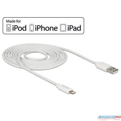 DeLock USB data and power cable for iPhone, iPad, iPod 2m White