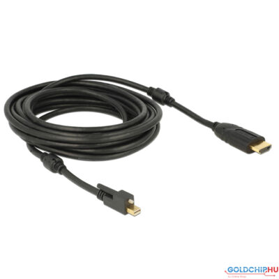 DeLock Cable mini Displayport 1.2 male with screw > HDMI male 4K Active Black 5m