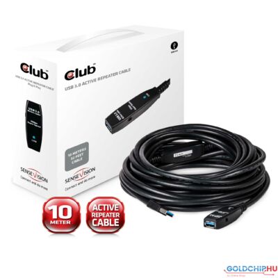 Club3D USB3.0 Active Repeater 10m kábel Black