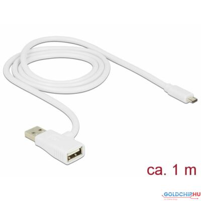 DeLock Fast Charging Cable USB 2.0 A male > female + Micro USB 2.0 male 1m White