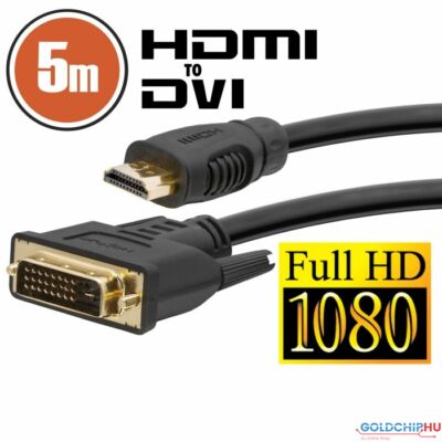 Delight DVI-D (Dual Link) - HDMI kábel 5m Black aranyozott
