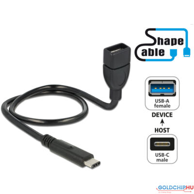DeLock Cable USB 2.0 Type-C™ male > USB 2.0 Type-A female ShapeCable 0,50m
